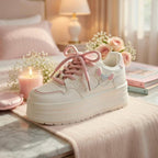 SoftSlipsy Women's Bow Platform Sneakers | Korean Style Chunky Trainers (+8CM Height)