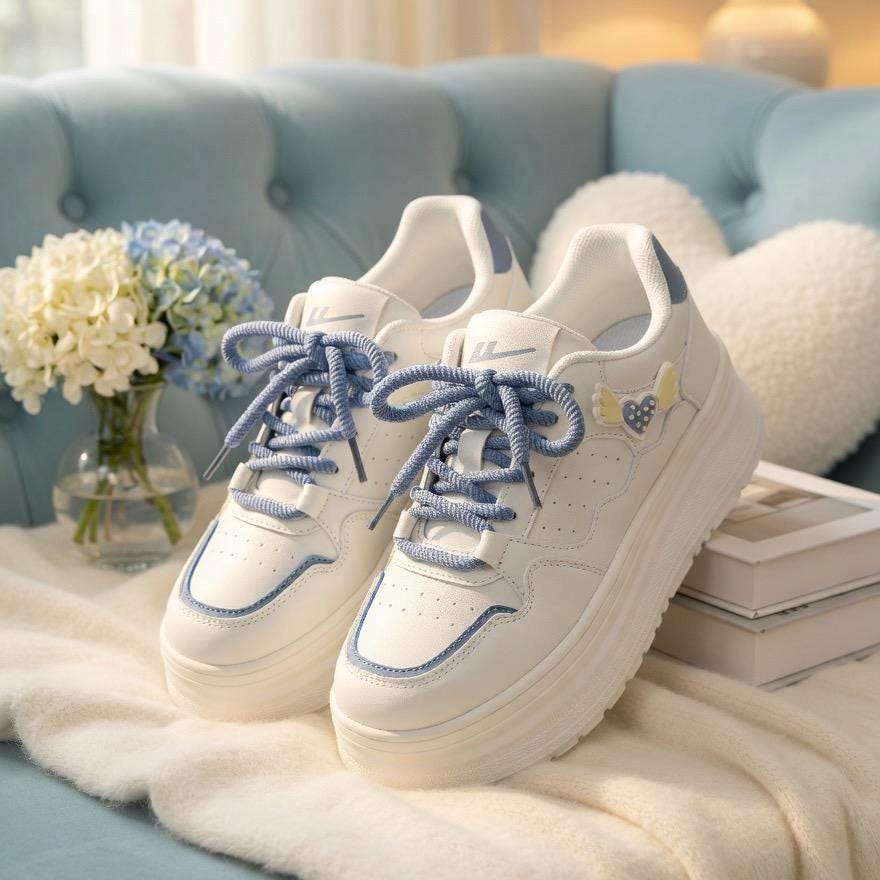 SoftSlipsy Women's Bow Platform Sneakers | Korean Style Chunky Trainers (+8CM Height)